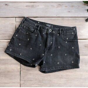 SCOTCH & SODA Anchor Embroidered Black Gray Denim Shorts Size 26